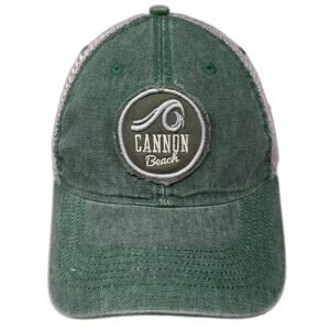 Legacy Trucker Hat Cap Green Gray OS Cannon Beach Patch Snapback Adjustable Mesh